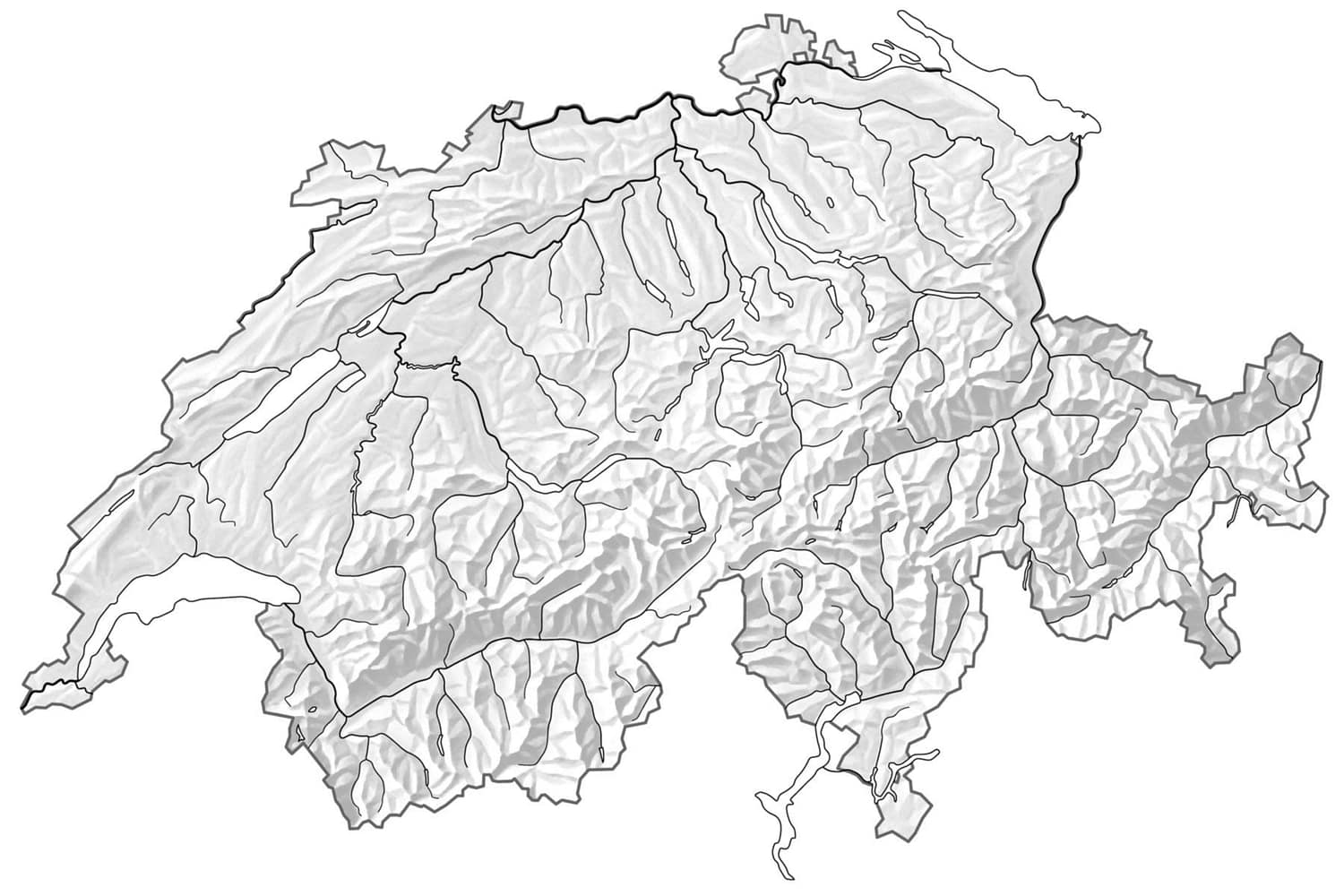 Karte der Schweiz mit guten Fluggebieten zum Gleitschirmfliegen lernen in der Zentral- und Ostschweiz