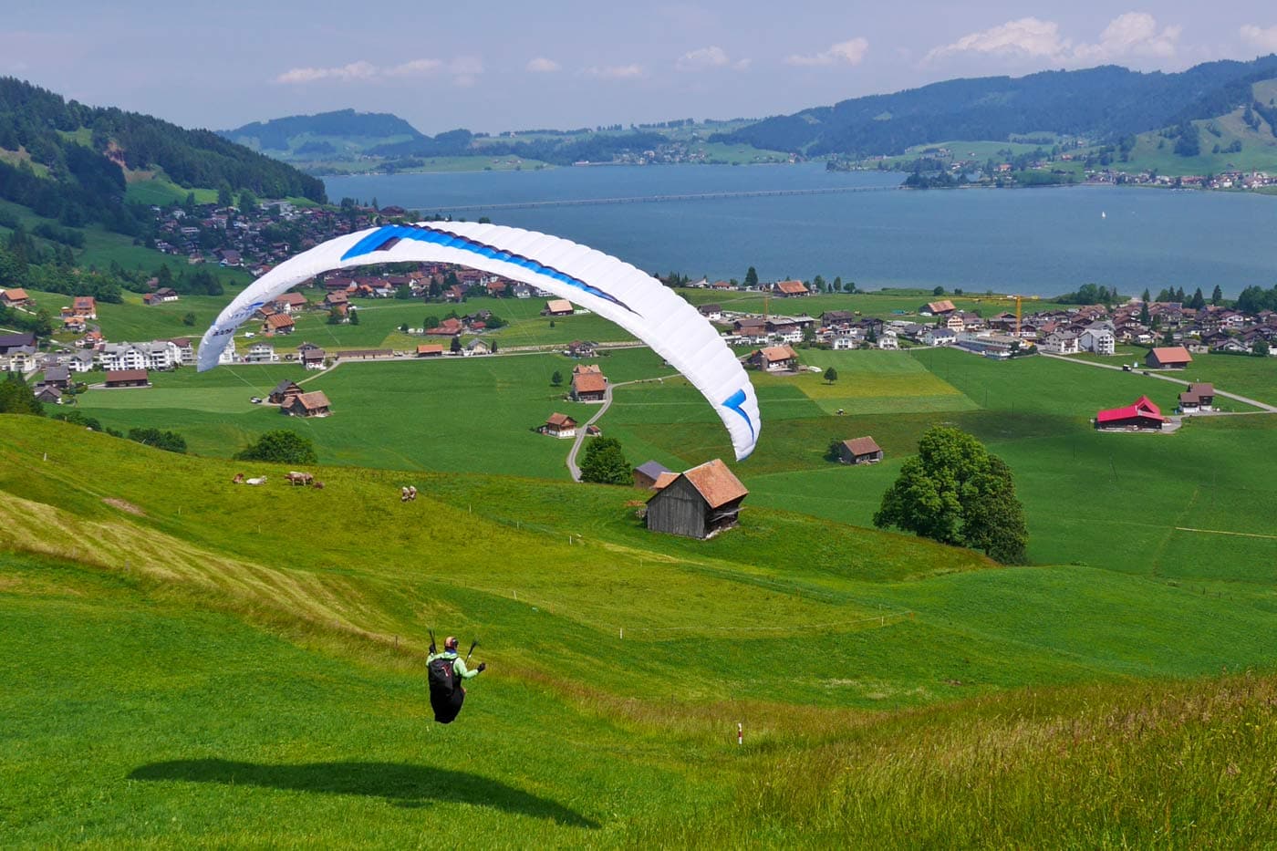 Ein idealer Übungshang für Schnuppertage und für die Grundschulung bei Gross am Sihlsee.